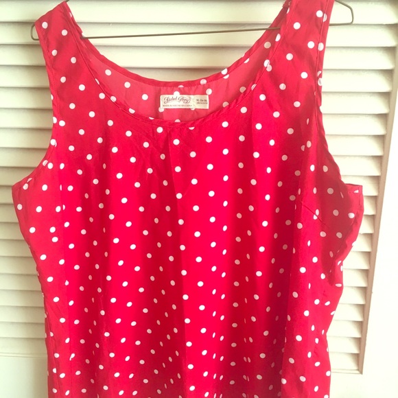red and white polka dot tank top
